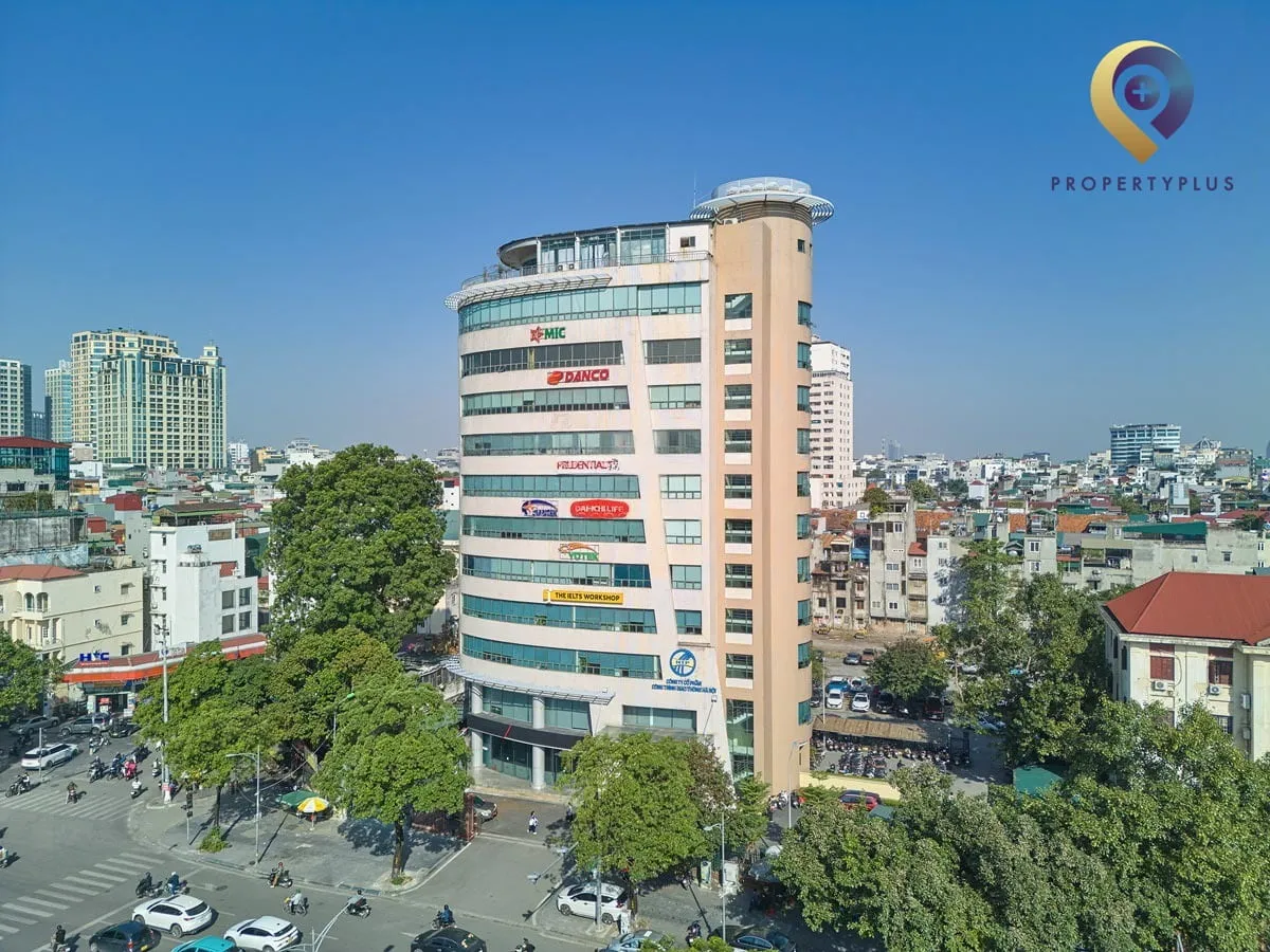 Toàn cảnh tòa nhà HTP Building nhìn từ trên cao tại quận Hai Bà Trưng.